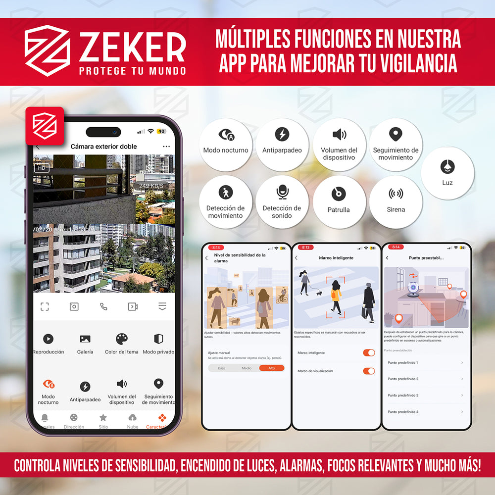 Camara De Seguridad 5G Zeker Doble 4MP Exterior Impermeable