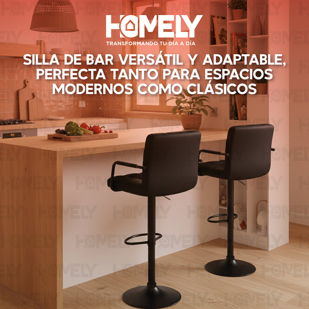 Silla De Bar Piso Taburete Homely Noir Comfort 61-81CM - Negro