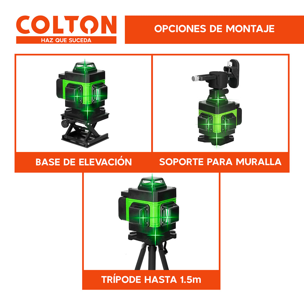 Nivel Láser 16 Líneas Colton Auto + 2 Baterías + Trípode