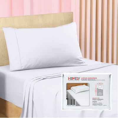 Juego de sabanas 1 Plaza Homely 100 GSM Suave 4 Piezas