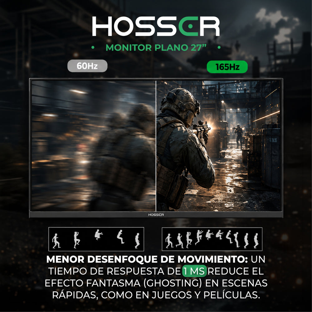 Monitor Gamer Plano 27 Pulgadas QHD Pantalla Rotable