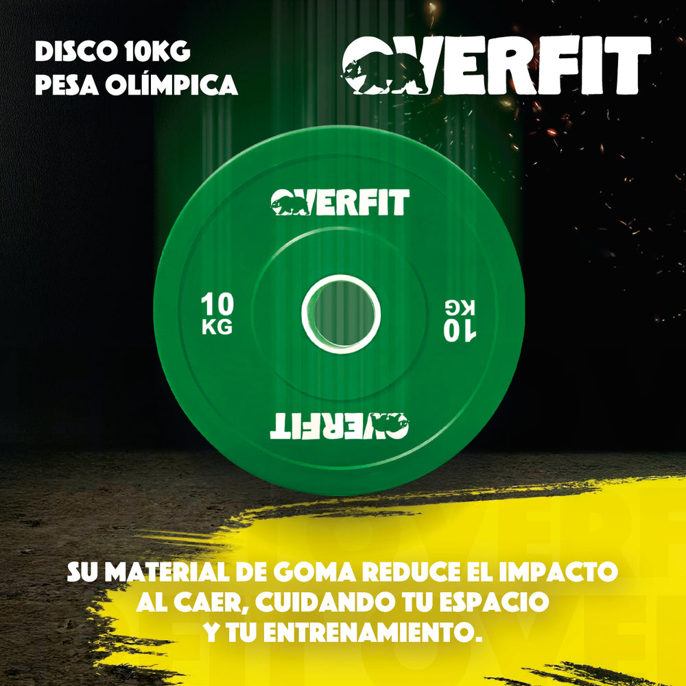 Disco Pesa Olimpica Goma Overfit 10kg Antideslizante