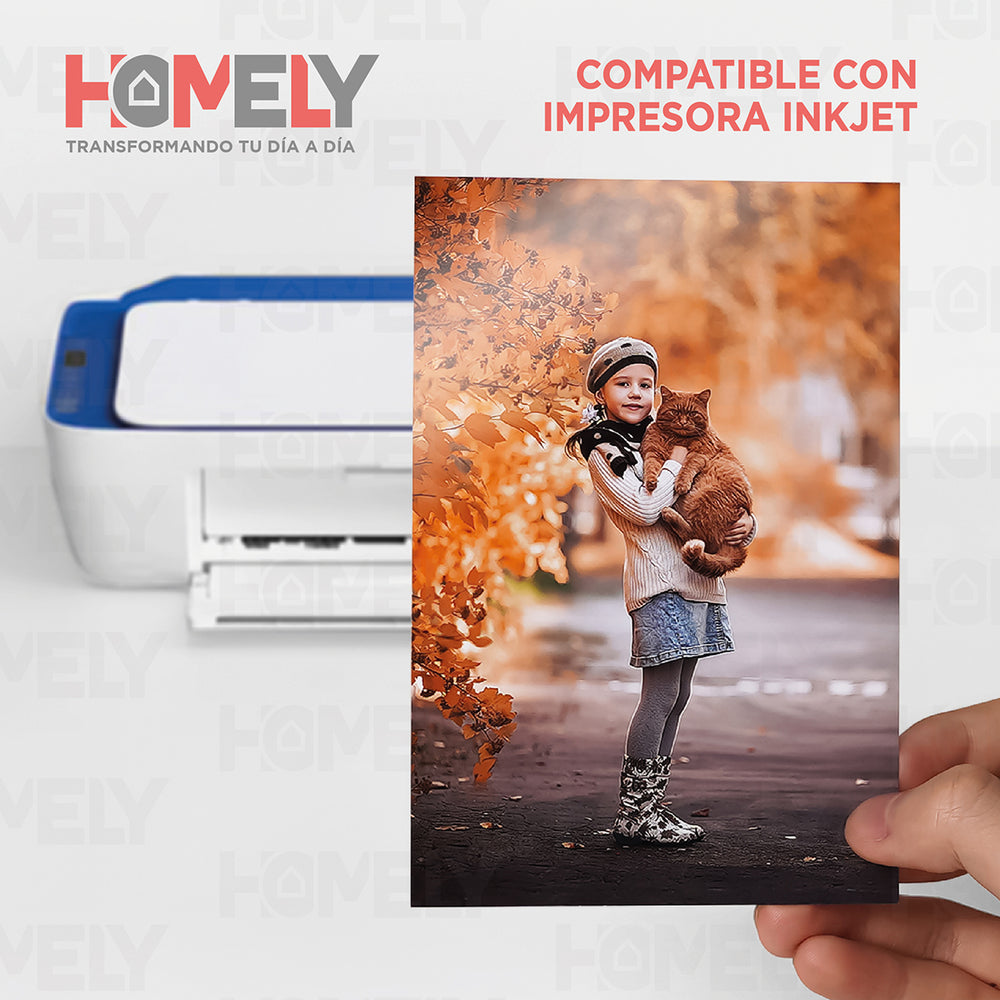 Papel Fotografico Glossy 4r 230 Gramos Homely 100 Hojas Blanco