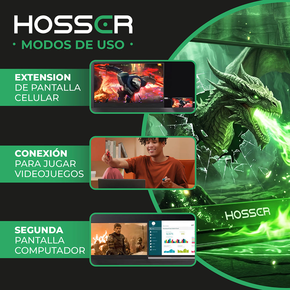 Monitor Notebook Portátil Gaming 15.6 Hosser FHD Parlante