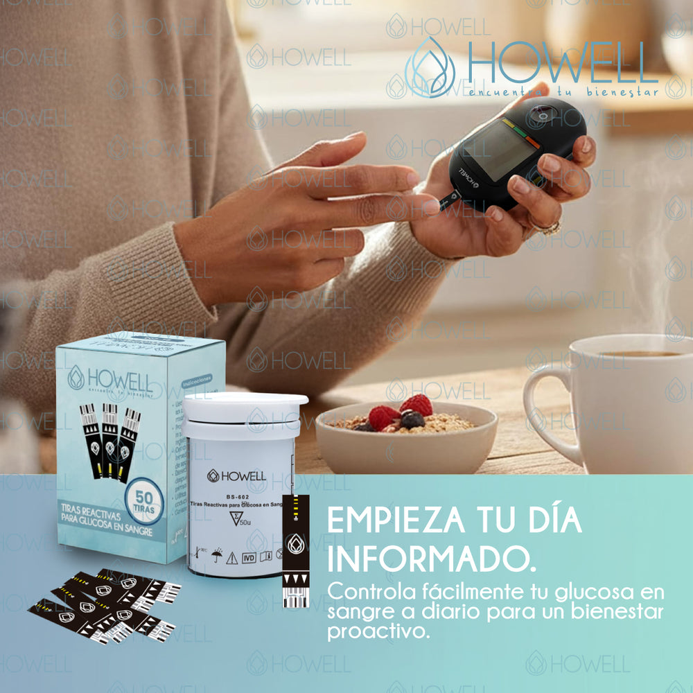 Pack 50 Tiras Reactivas Glucometro Howell BS-602