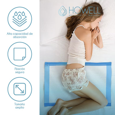 Pañales Sabanillas Adulto Howell Protector Cama Desechables 90x60cm 40 unidades