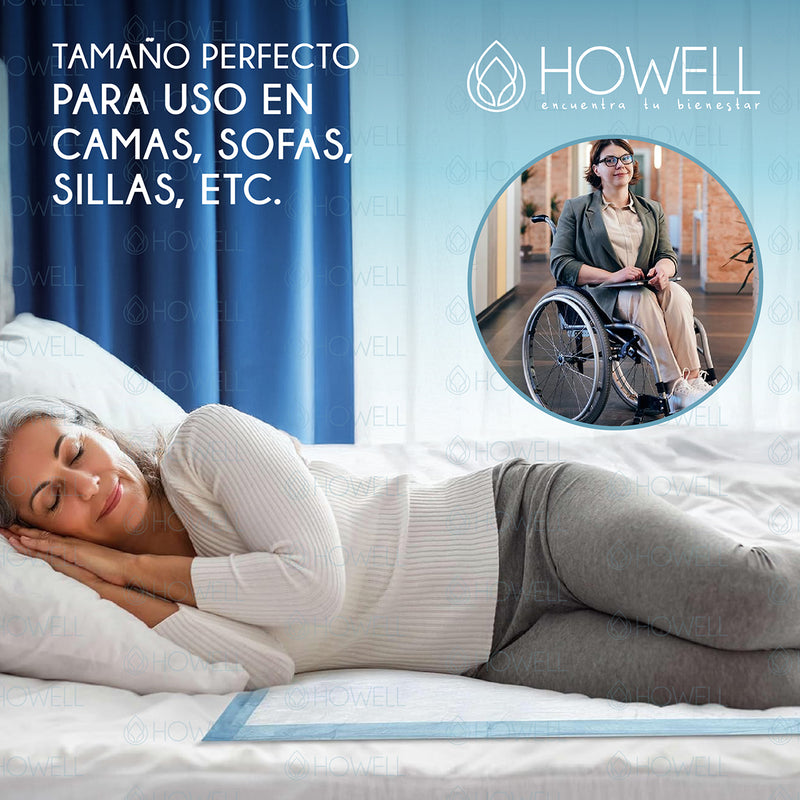 Pañales Sabanillas Adulto Howell Protector Cama Desechables 90x60cm 40 unidades