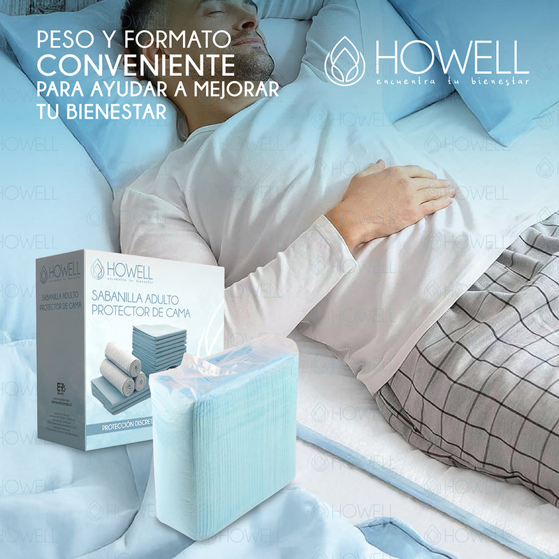 Pañales Sabanillas Adulto Howell Protector Cama Desechables 90x60cm 40 unidades