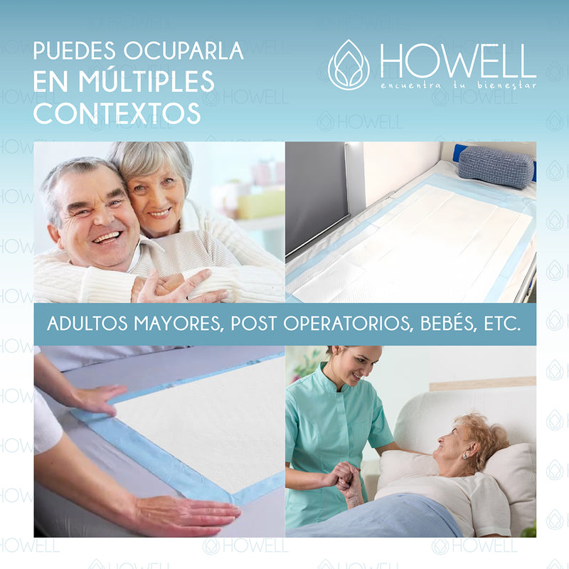 Pañales Sabanillas Adulto Howell Protector Cama Desechables 90x60cm 40 unidades