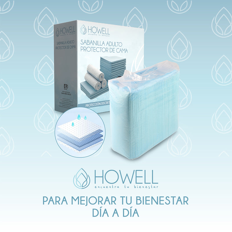 Pañales Sabanillas Adulto Howell Protector Cama Desechables 90x60cm 40 unidades