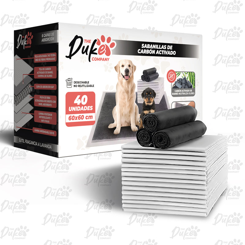 Sabanillas Para Perro Carbon 60x60 Duke 6 Capas Aromaticas 40U Pad