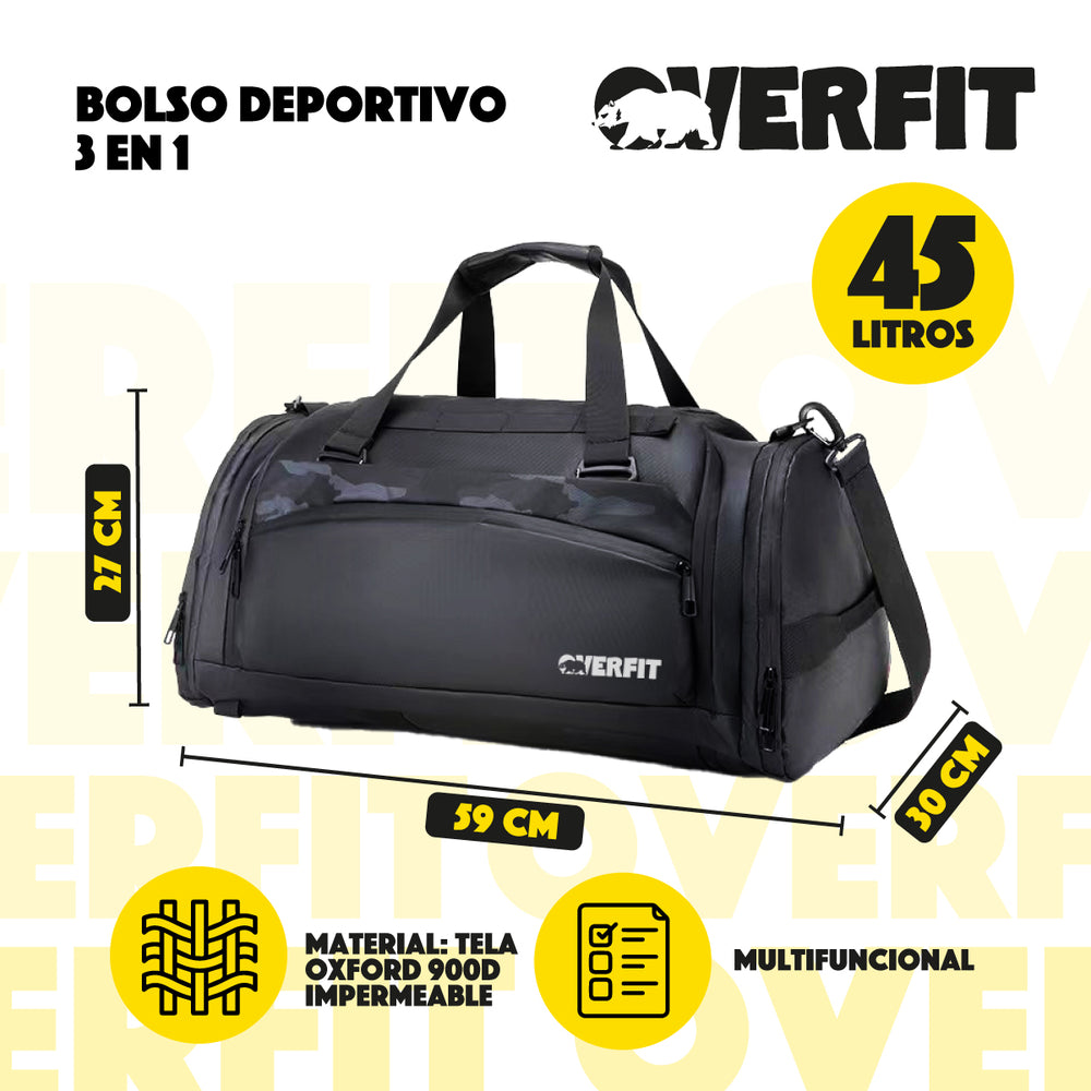 Bolso Gym Deportivo Duffel Overfit 45L Gimnasio Entrenamient