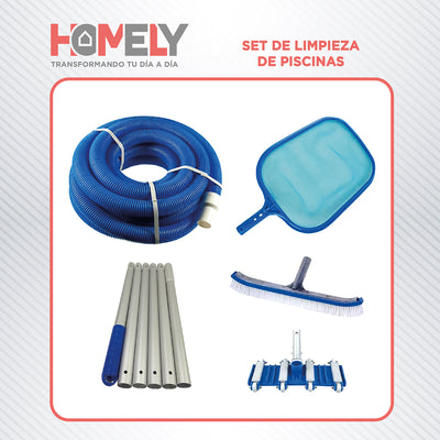 Limpiafondos Piscina Homely + Pértiga 2.4m + Accesorios