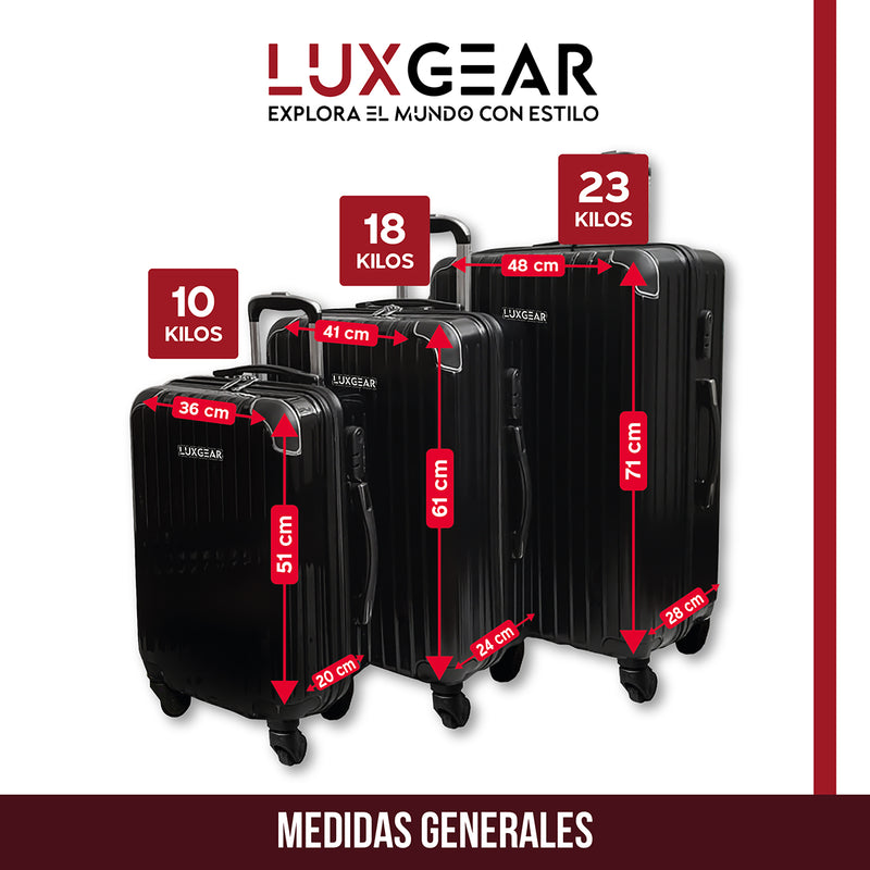 Maletas 10 15 23kg Luxgear Set x3 Maletas Viaje Antigolpes