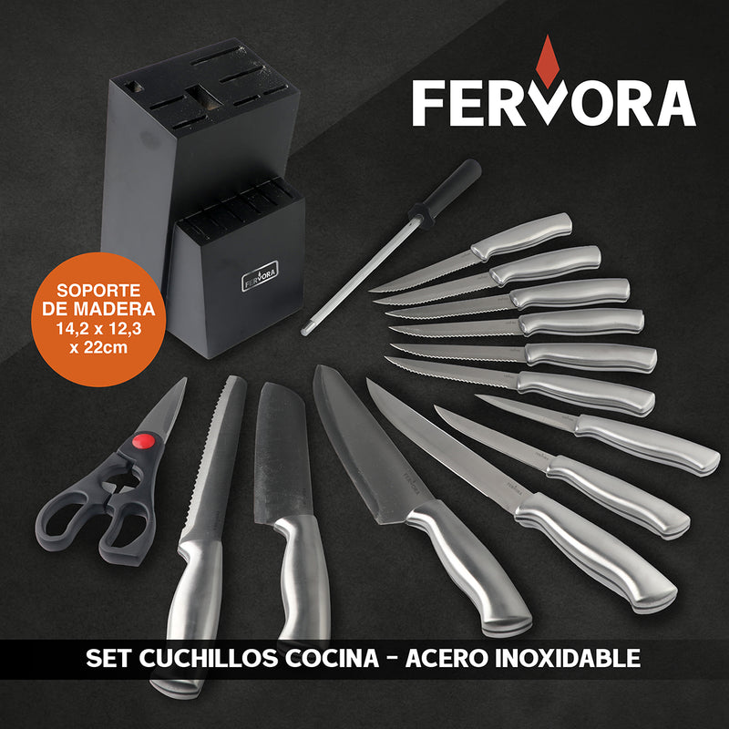 Cuchillo Chef Profesional Fervora De Cocina Set 15 Pzs