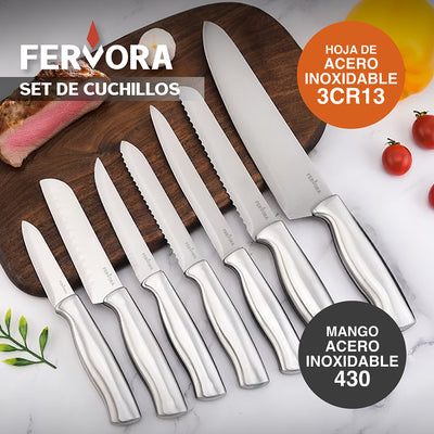 Cuchillo Chef Profesional Fervora De Cocina Set 15 Pzs