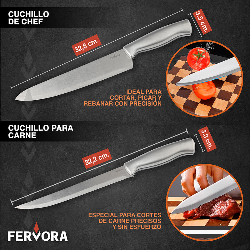 Cuchillo Chef Profesional Fervora De Cocina Set 15 Pzs