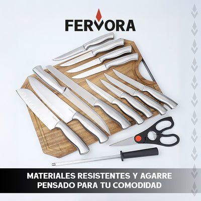 Cuchillo Chef Profesional Fervora De Cocina Set 15 Pzs
