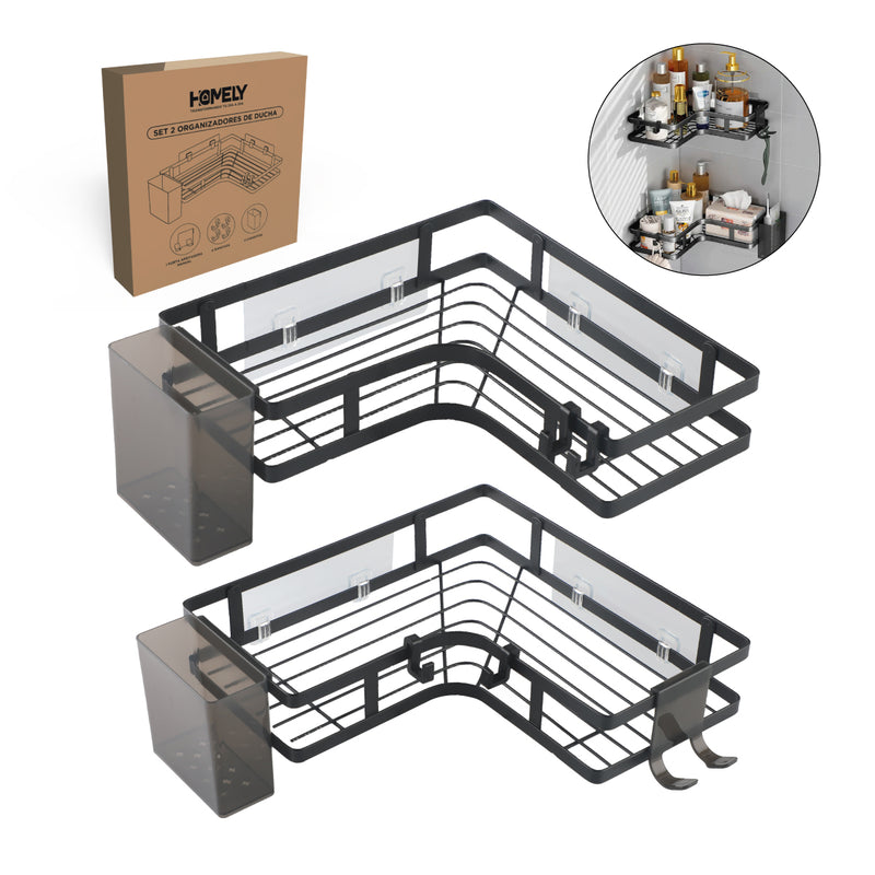 Organizador De Ducha Esquinero Homely Acero Inox Set X2