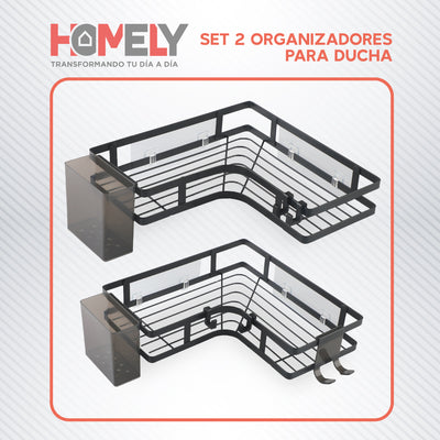 Organizador De Ducha Esquinero Homely Acero Inox Set X2