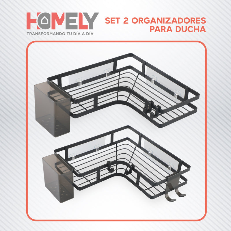 Organizador De Ducha Esquinero Homely Acero Inox Set X2