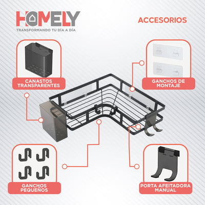 Organizador De Ducha Esquinero Homely Acero Inox Set X2
