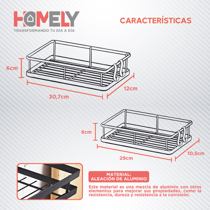 Organizador De Ducha Homely Repisa Estante Aluminio Set X2
