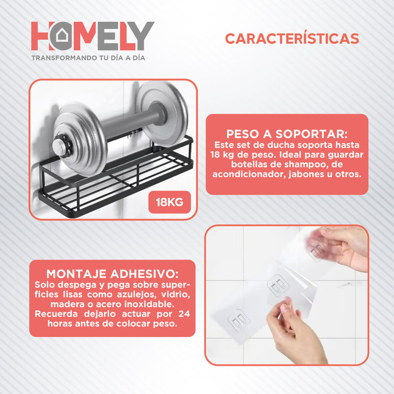 Organizador De Ducha Homely Repisa Estante Aluminio Set X2