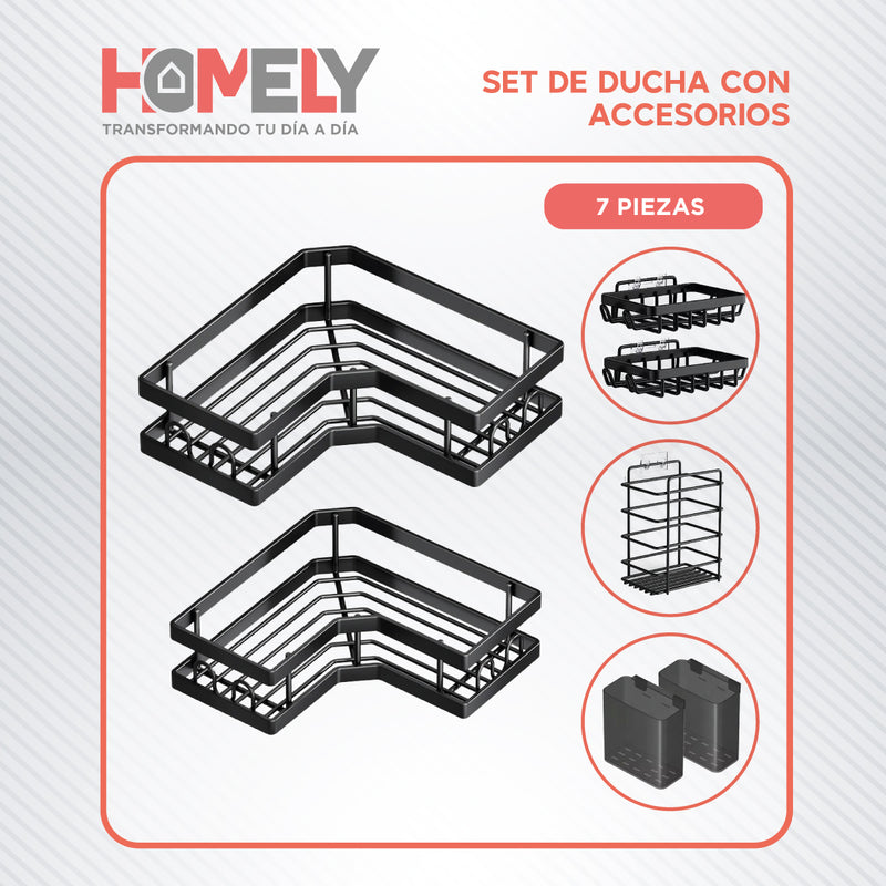 Organizador de ducha acero inoxidable Homely Set X7