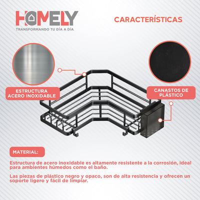 Organizador de ducha acero inoxidable Homely Set X7