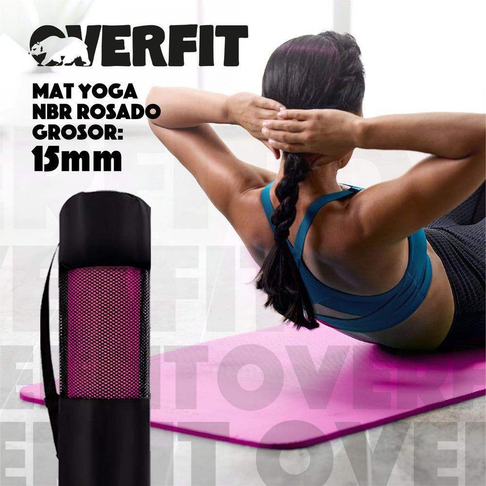 Mat Yoga NBR Overfit 189x61cm 15mm Rosado Antideslizante