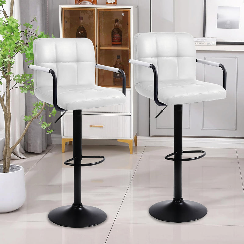 Pack x2 Sillas De Bar Piso Taburete Homely Comfort 61-81CM Blanco