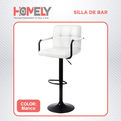 Silla De Bar Piso Taburete Homely Noir Comfort 61-81CM  Blanco