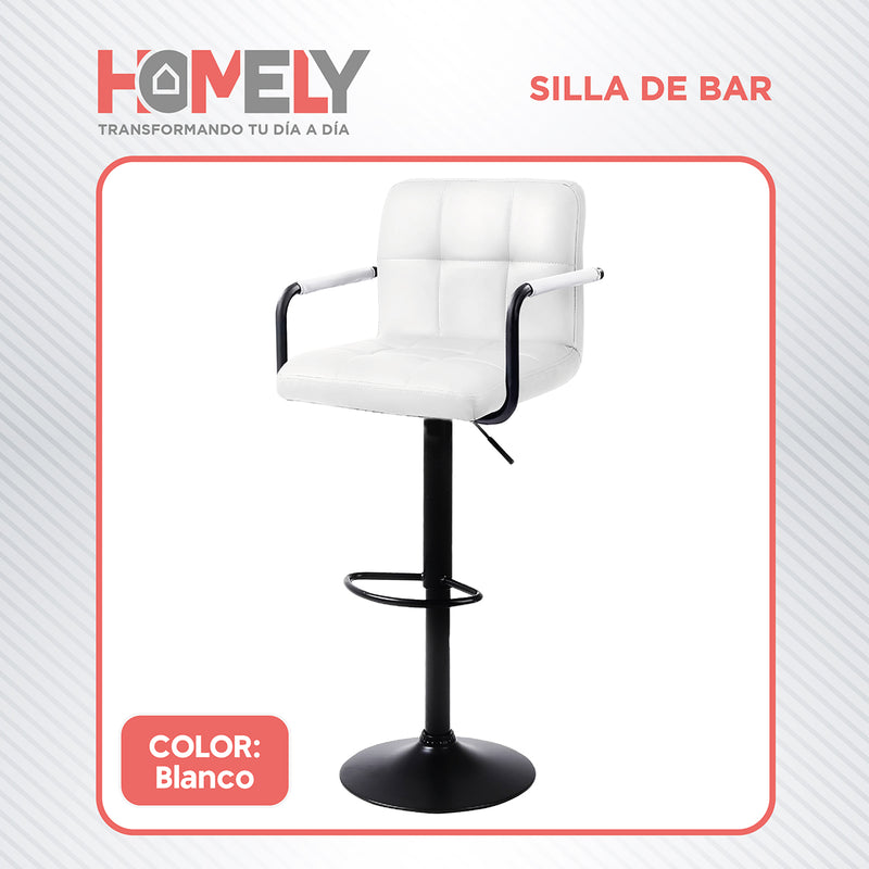 Silla De Bar Piso Taburete Homely Noir Comfort 61-81CM  Blanco