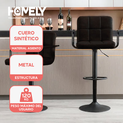 Pack x2 Sillas De Bar Piso Taburete Homely Comfort 61-81CM Blanco