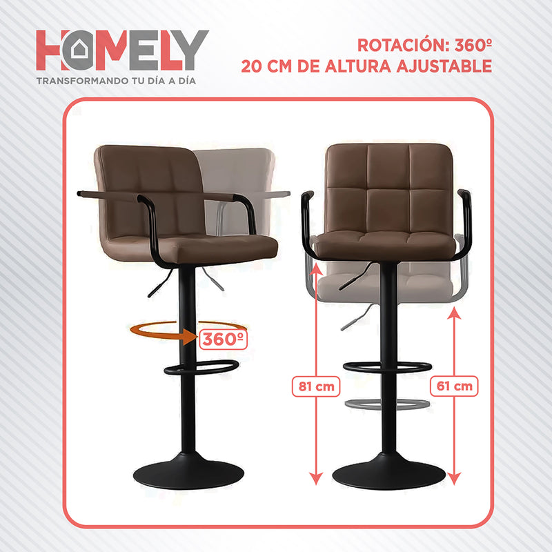 Silla De Bar Piso Taburete Homely Noir Comfort 61-81CM  Blanco