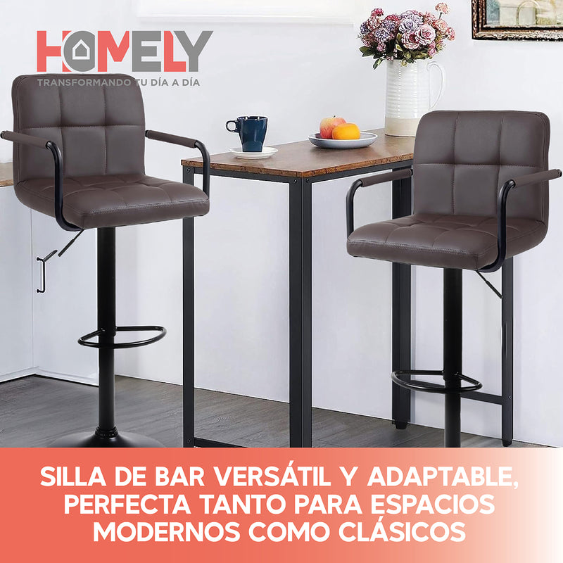 Pack x2 Sillas De Bar Piso Taburete Homely Comfort 61-81CM Blanco