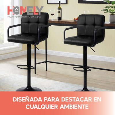 Pack x2 Sillas De Bar Piso Taburete Homely Comfort 61-81CM Blanco