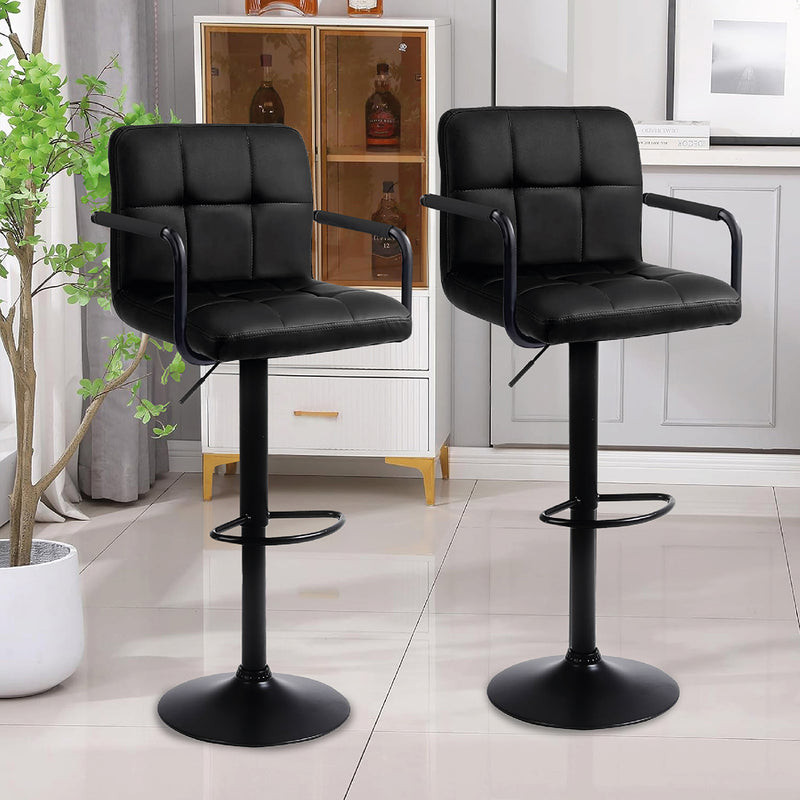 Pack x2 Sillas De Bar Piso Taburete Homely Comfort 61-81CM Negro