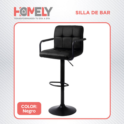 Silla De Bar Piso Taburete Homely Noir Comfort 61-81CM - Negro