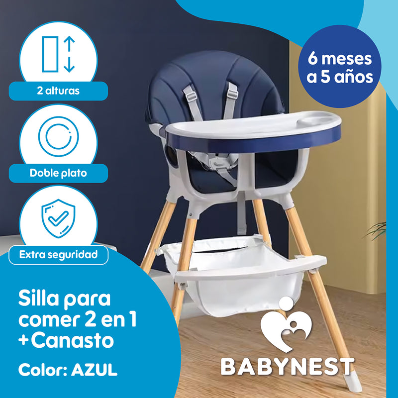 Silla Comer Bebe BabyNest TotTaste 2 en 1 + Canasto