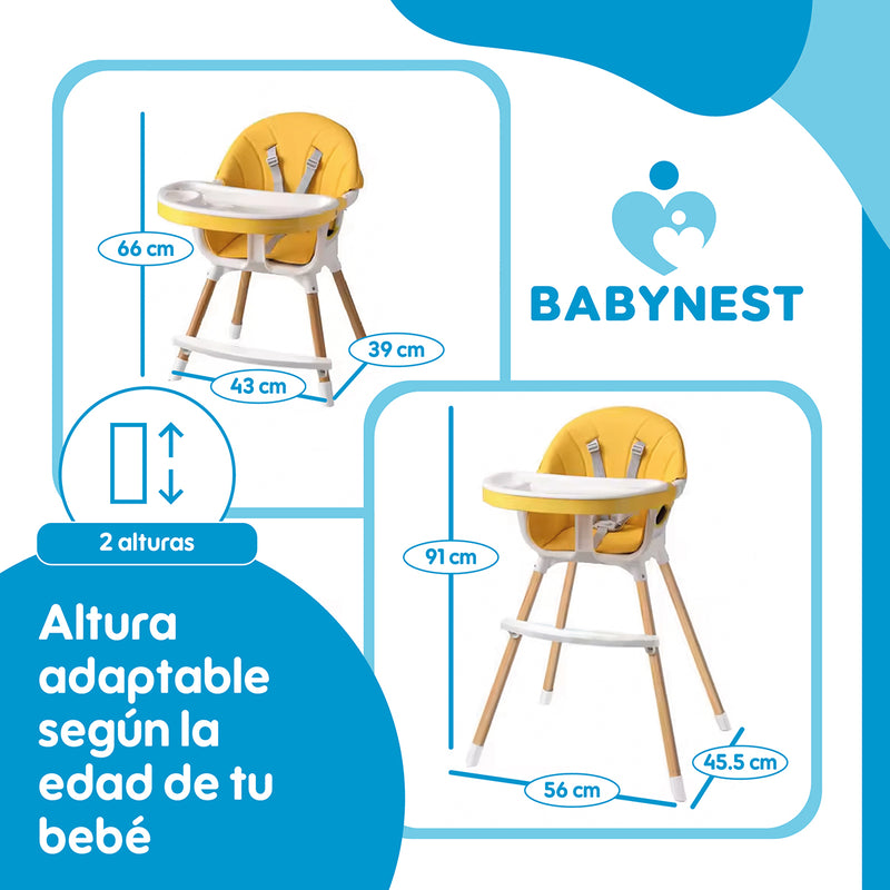 Silla Comer Bebe BabyNest TotTaste 2 en 1 + Canasto