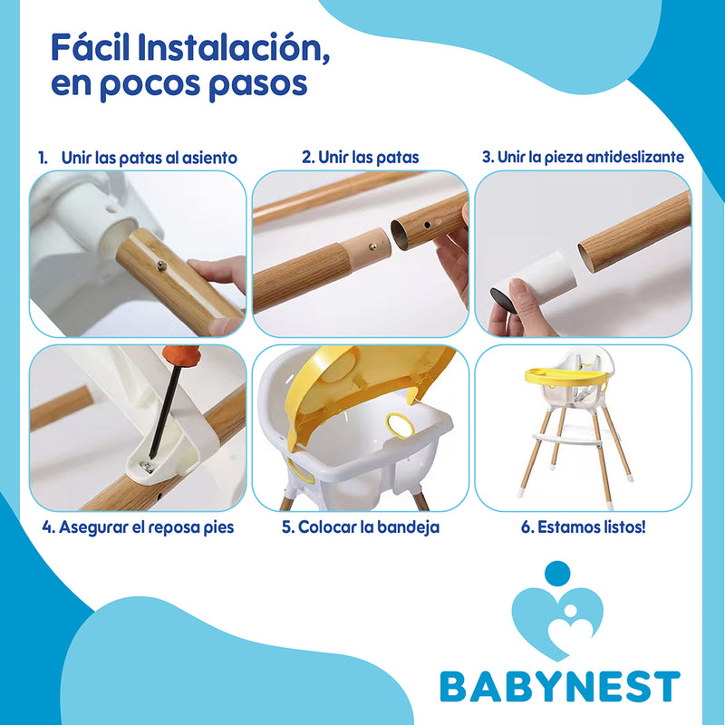 Silla Comer Bebe BabyNest TotTaste 2 en 1 + Canasto