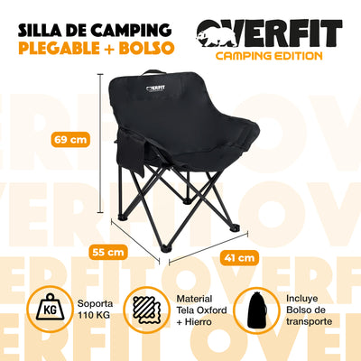Silla Plegable Camping Overfit Playa + Bolso Transporte Playera Pesca