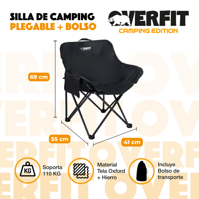 Silla Plegable Camping Overfit Playa + Bolso Transporte Playera Pesca