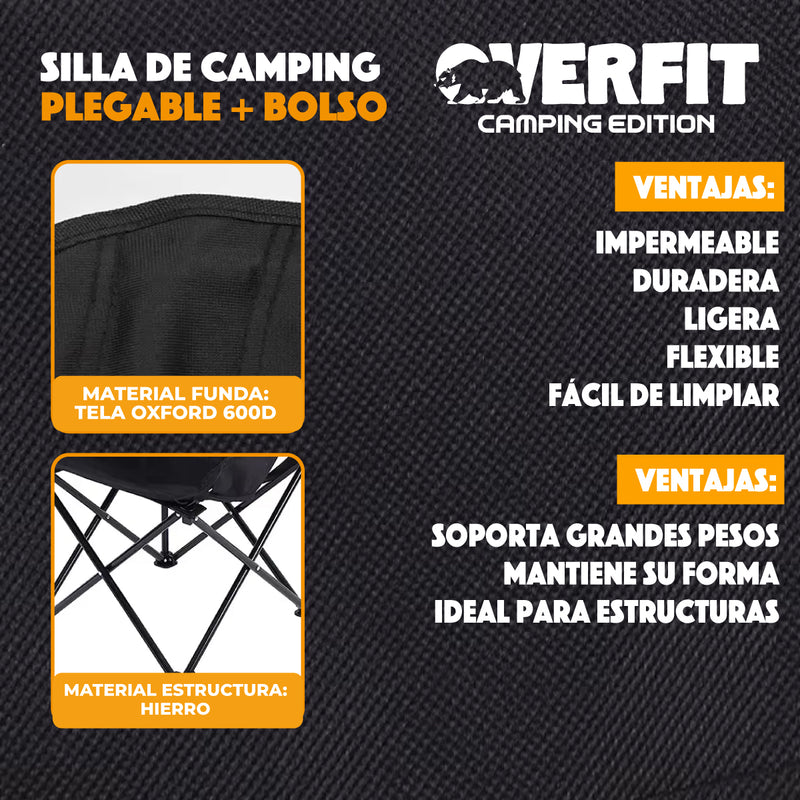 Silla Plegable Camping Overfit Playa + Bolso Transporte Playera Pesca