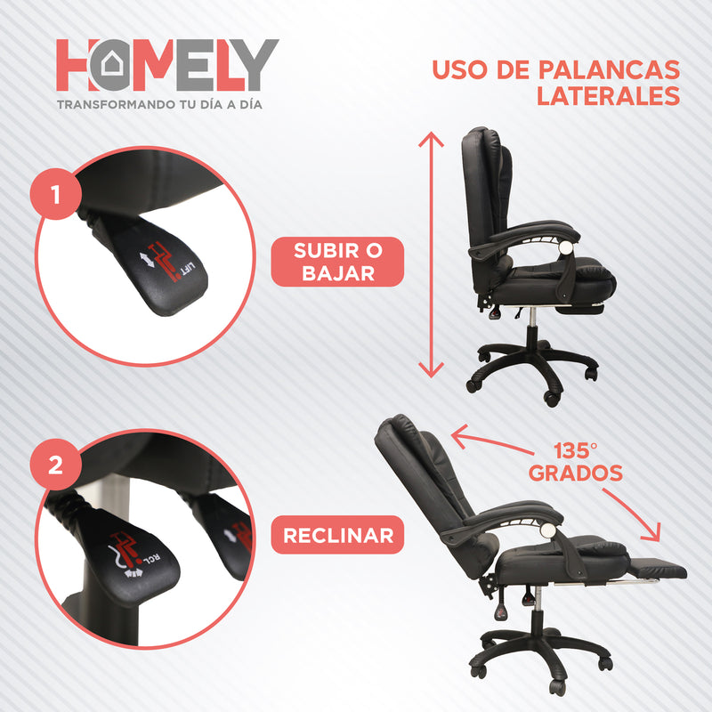 Silla de Oficina Ergonomica Lumbar Homely Ejecutiva Escritorio Premium