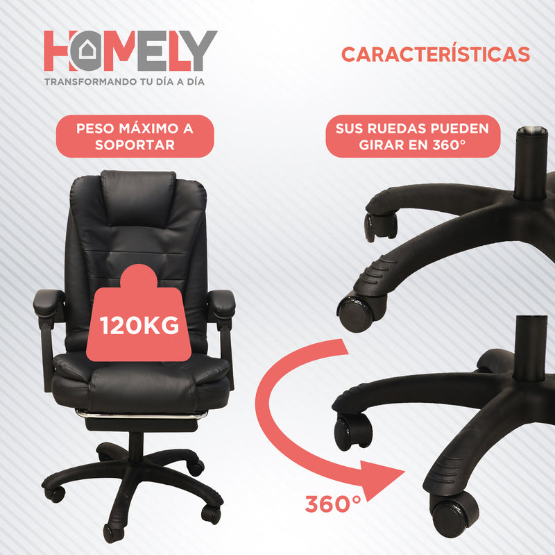 Silla de Oficina Ergonomica Lumbar Homely Ejecutiva Escritorio Premium
