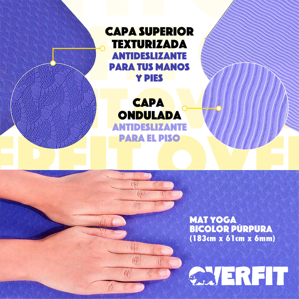 Mat Yoga TPE 6mm Overfit Alfombra Alfombra Pilates Bicolor