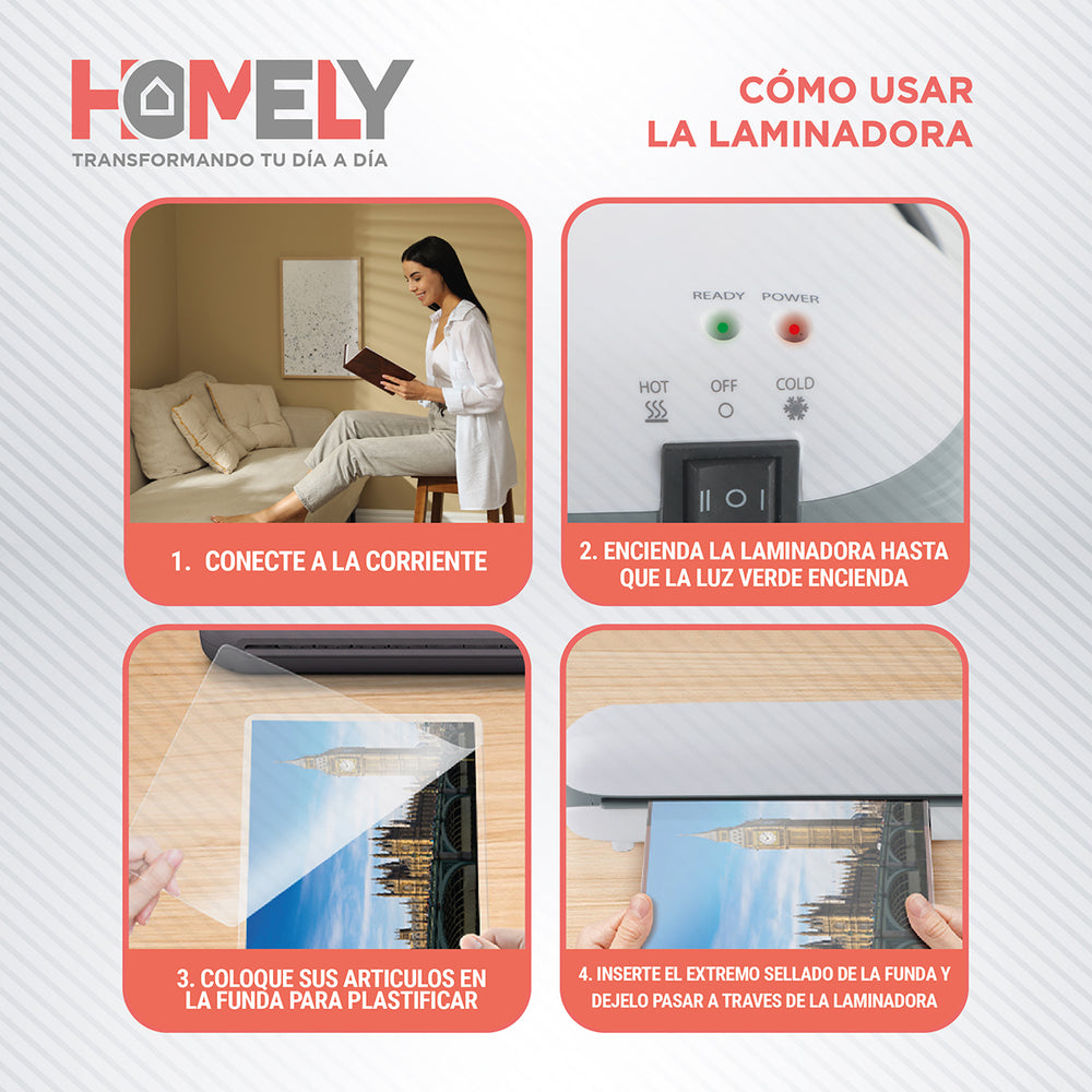 Termolaminadora Plastificadora Homely + Accesorios + Laminas